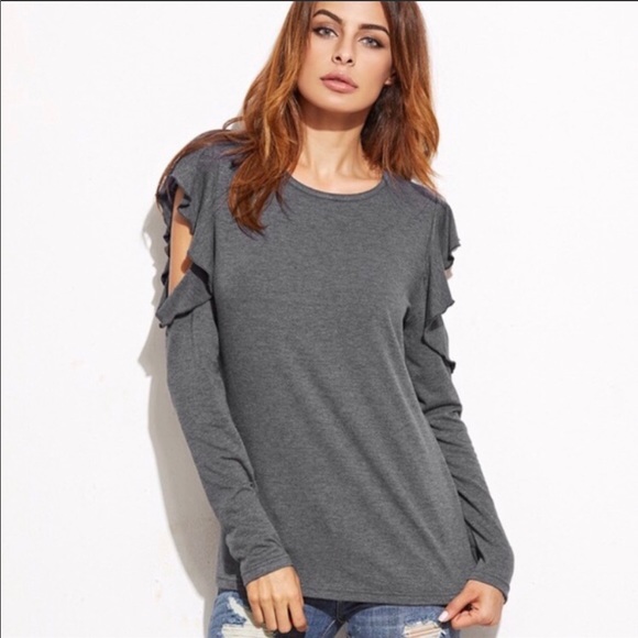 Open Ruffle Shoulder Top - Picture 3 of 3